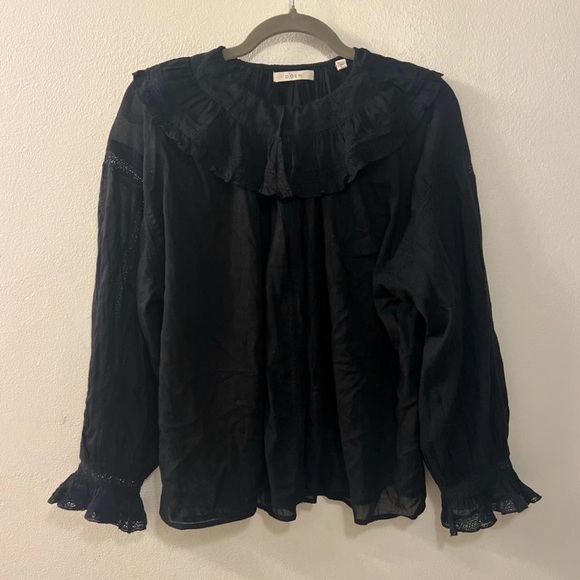 Ganni Elegant Black Ruffle Blouse - Picture 1 of 2